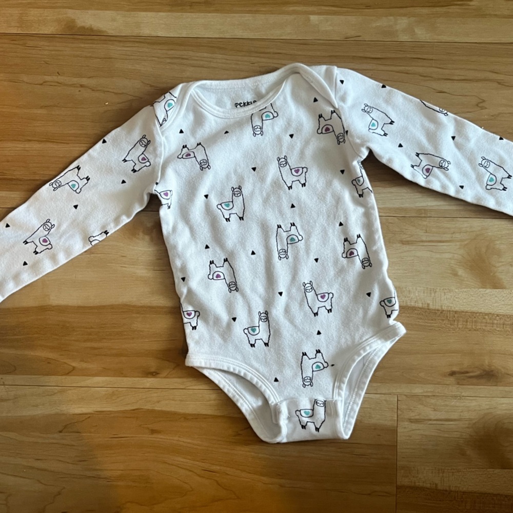Baby Bodysuit with Alpaca/Llama print- White